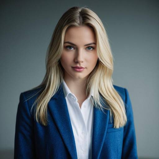 Professional Blonde Woman in Blue Suit
