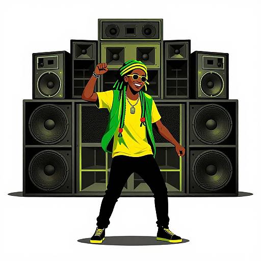 High Poly Rasta Audience Neon Art