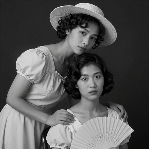 Vintage Elegance: Black-and-White Portrait