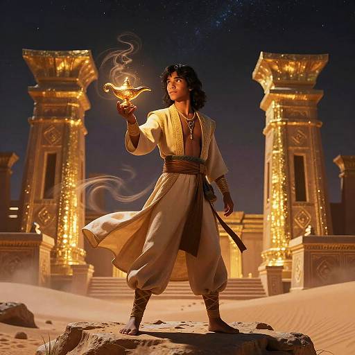 Aladin Among Ancient Golden Ruins