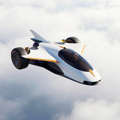 Futuristic Sleek Flying Car Hovering