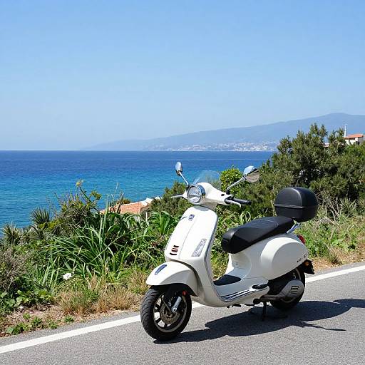Vespa Scooter on Mediterranean Coastal Road