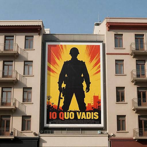 Vibrant Cityscape with Movie Poster