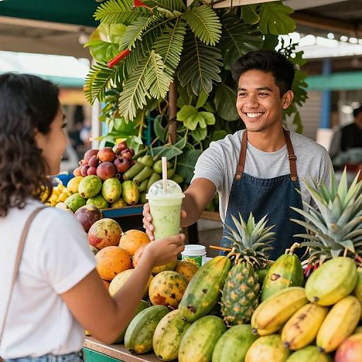Tropical Market Stall with Vendor