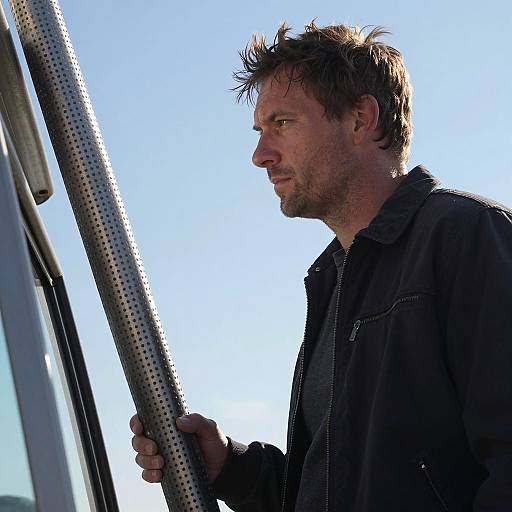 Serious Man in Industrial Setting