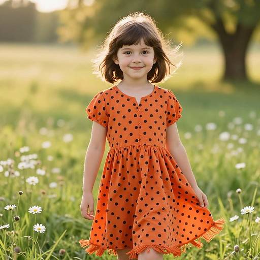Joyful Girl in Sunny Meadow