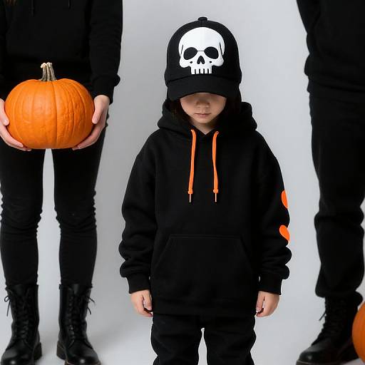 Black Hoodie and Pumpkin Scene