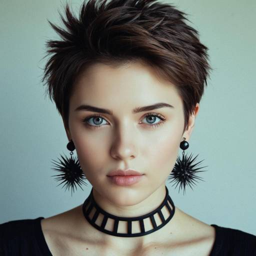 Realistic Portrait of a Spiky Hairstyle Woman