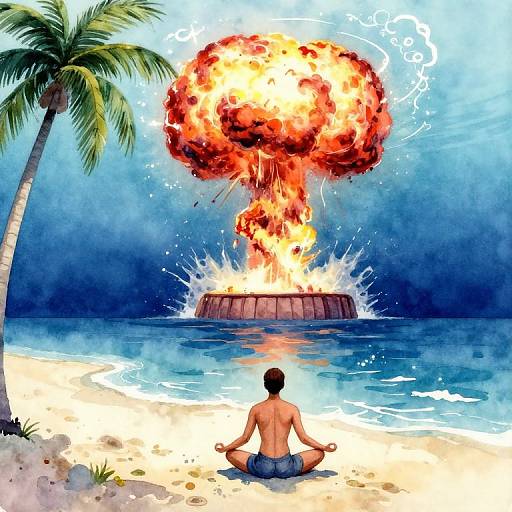 Underwater Thermonuclear Explosion Watercolor