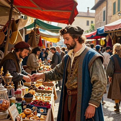 Vibrant Renaissance Marketplace Scene