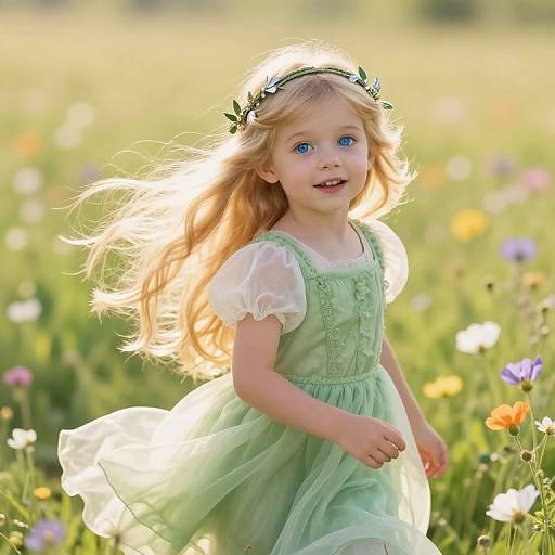 Joyful Elf Girl in Enchanted Meadow