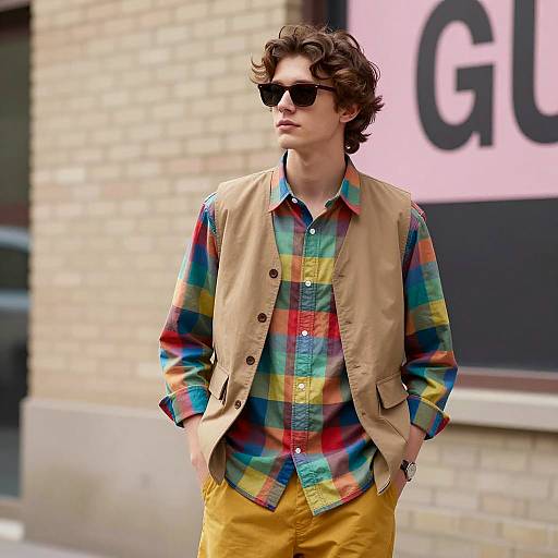 Young Man in Colorful Casual Outfit