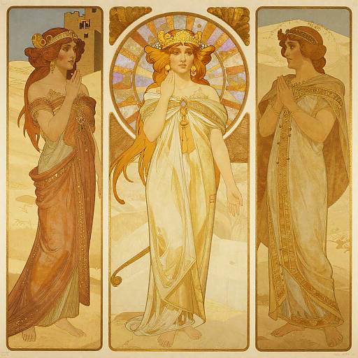 Ancient Seers in Golden Desert Ruins