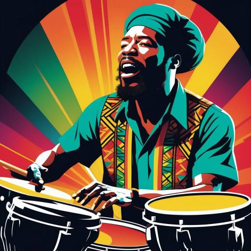 Vibrant Art Deco Reggae Musician Poster