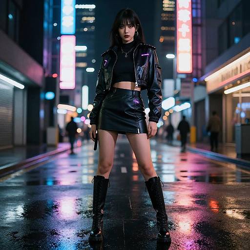 Cyberpunk Mini Skirt Night Scene