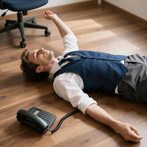 Man Lying on Sunlit Wooden Floor
