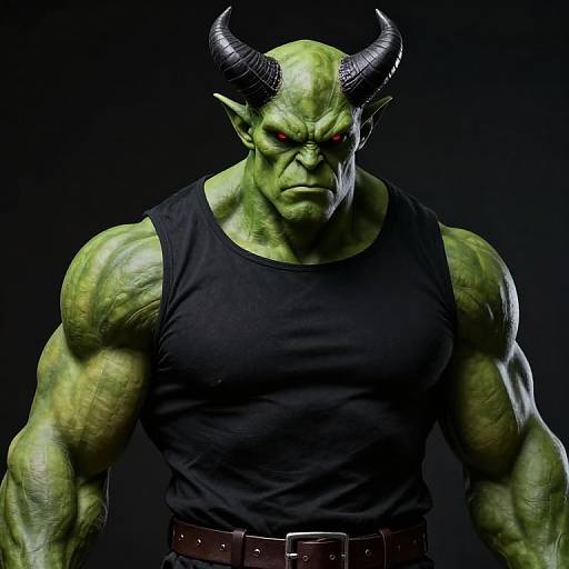 Muscular Green Demon Portrait
