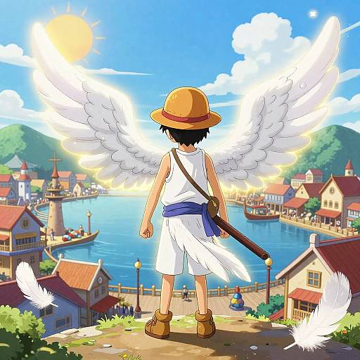 One Piece Angel Over Bustling Port