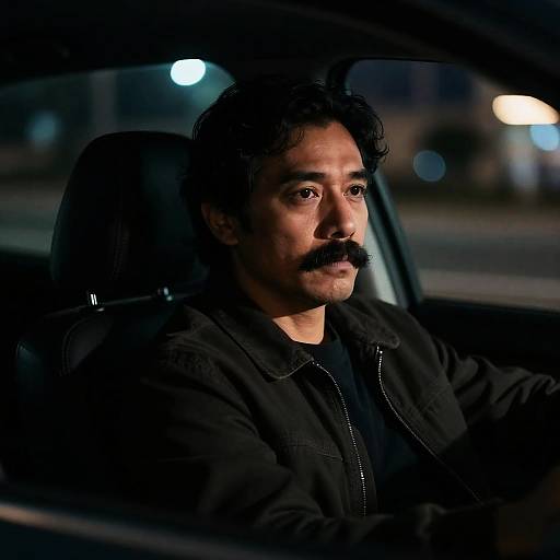 Moody Night Portrait of a Driver