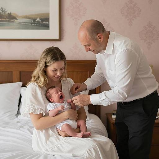 Warm Bedroom Scene with Family Moments