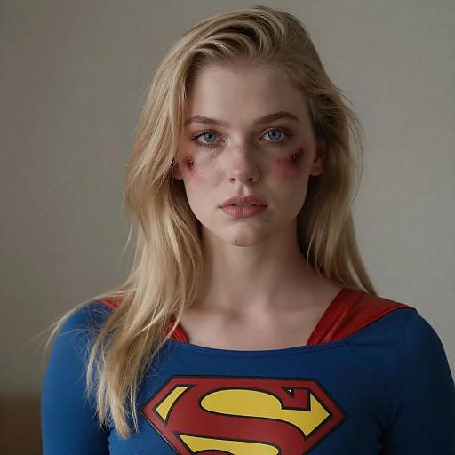 Realistic Supergirl with Bruised Face