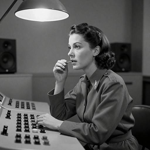 1950s Military Woman at Control Panel
