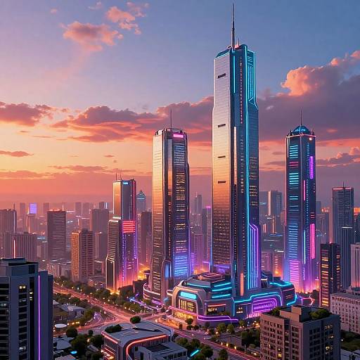 Futuristic Neon Cyberpunk Cityscape