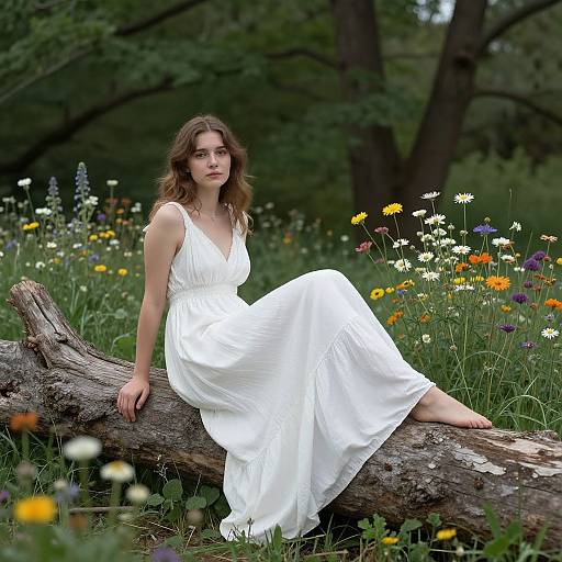 Serene Woman in Midsummer Eve Scene