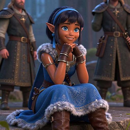 Intricately Detailed Dark-Skinned Elf Girl
