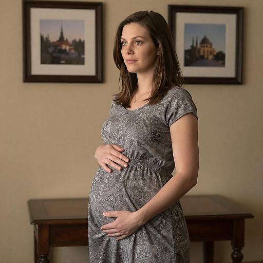 Thoughtful Pregnant Woman Indoor Portrait