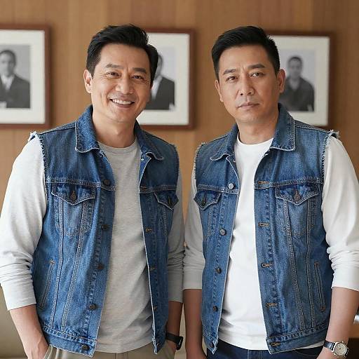 Two Men with Denim Vests Portrait