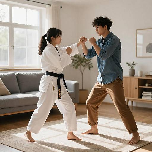 Sunlit Living Room Martial Arts Practice