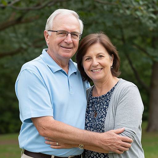 Smiling Seniors Embracing Outdoors