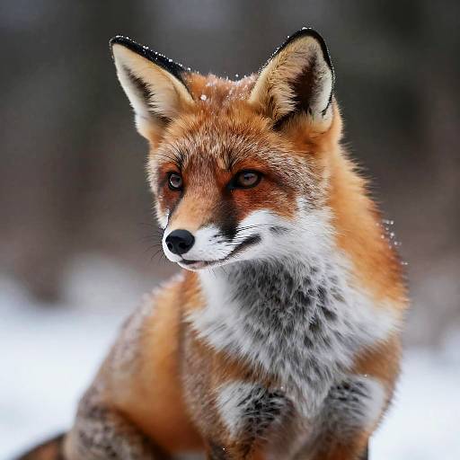 Elegant Foxie Model in Winter Forest