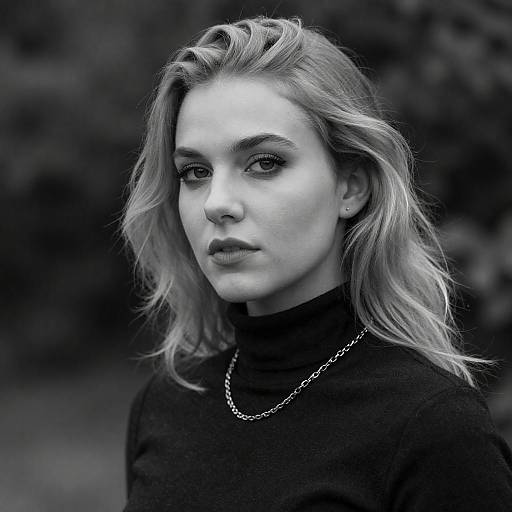 Blonde Woman in Dark Turtleneck Portrait