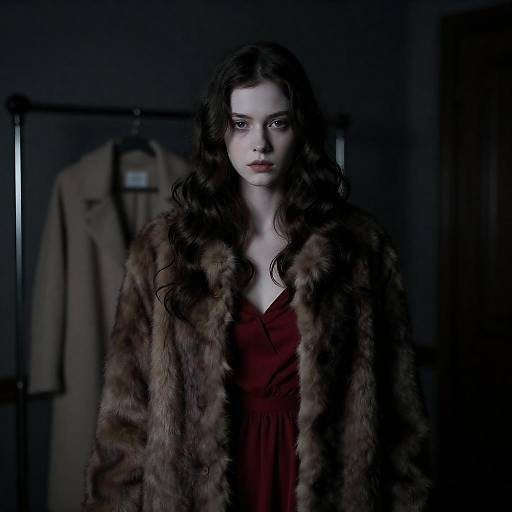 Moody Portrait of Woman in Fur