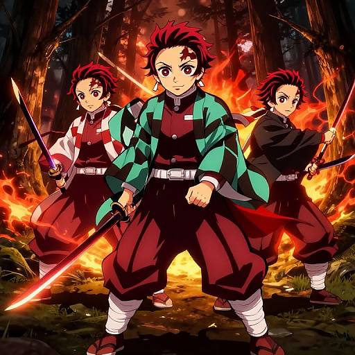 Vibrant Red-Haired Demon Slayers