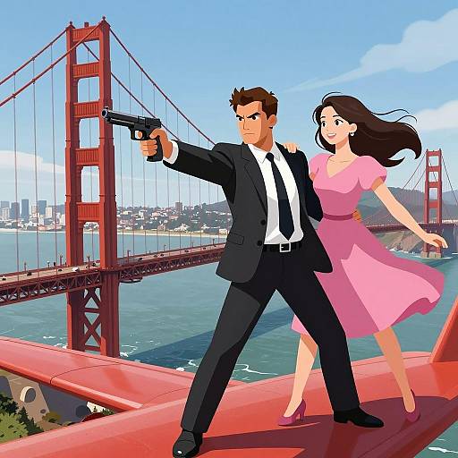 Couple on Plane Over Golden Gate Bridge