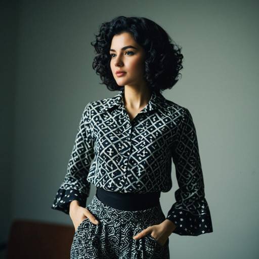 Woman in Vintage Patterned Outfit