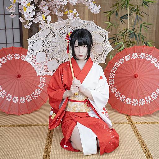 Young Woman in Traditional Japanese Dress