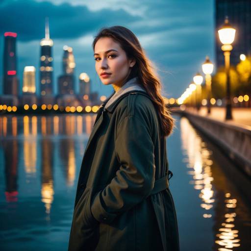 Young Woman by River at Twilight