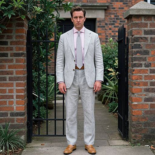 Stylish Man in Linen Suit Outdoors