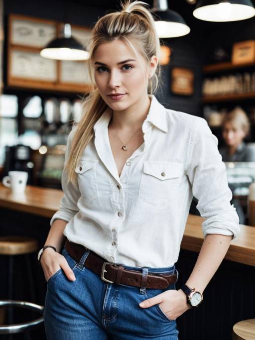 Casual Photorealistic Wool Outfit in Coffee Shop