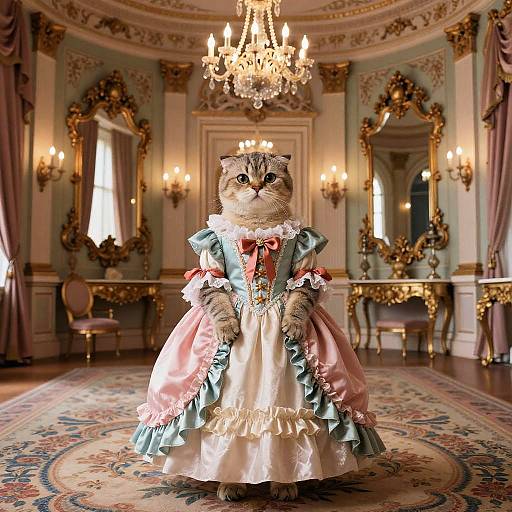 Regal Scottish Fold in Victorian Ballgown