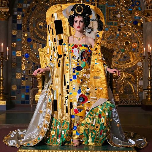 Elegant Ancient Queen in Royal Gown