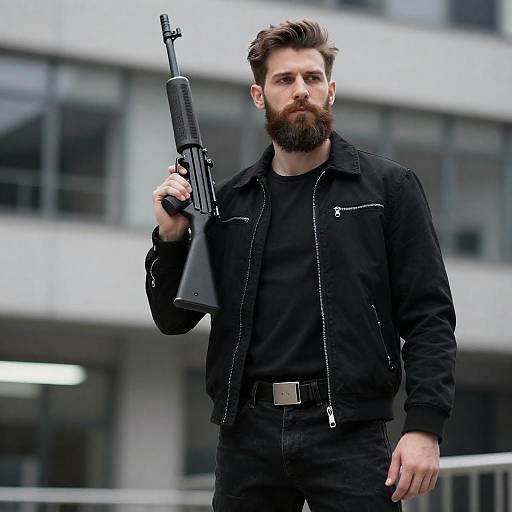 Edgy Urban Portrait of a Bearded Man