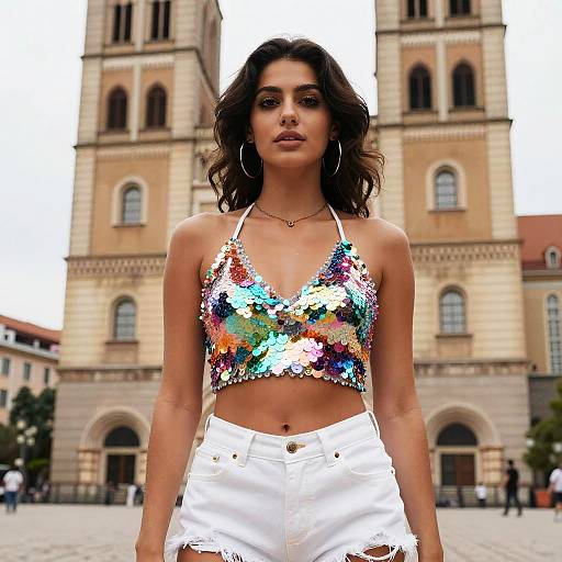 Modern Street Style Woman by Historic Church