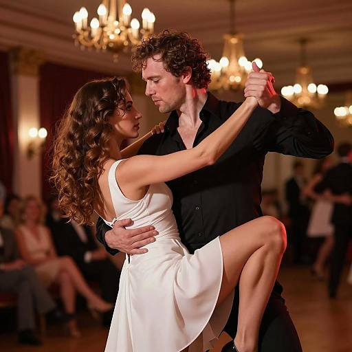 Couple Dancing Passionately in Ballroom