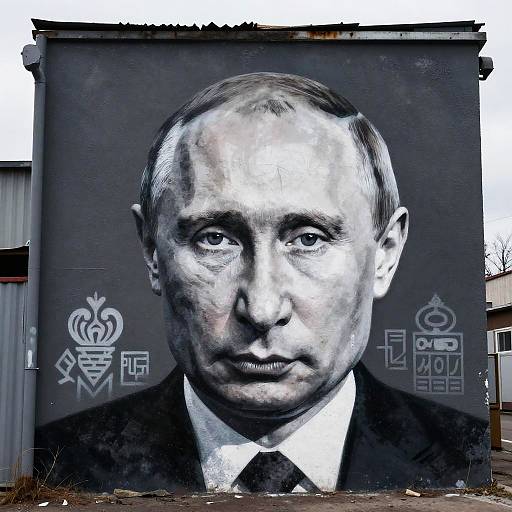 Putin Stencil Mural in Industrial Style