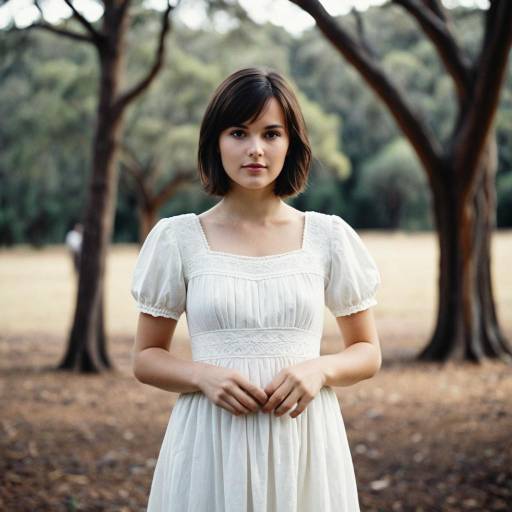 Young Woman in White Dress Outdoors